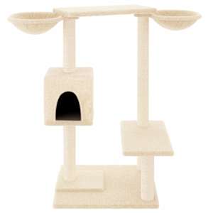 Škrabadlo pro kočky se škrabacími sloupky krémové 82 cm - obrázek 3