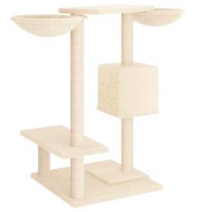 Škrabadlo pro kočky se škrabacími sloupky krémové 82 cm - obrázek 5