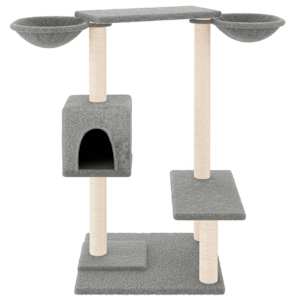 Škrabadlo pro kočky se škrabacími sloupky světle šedé 82 cm - obrázek 3