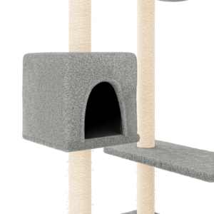 Škrabadlo pro kočky se škrabacími sloupky světle šedé 82 cm - obrázek 6