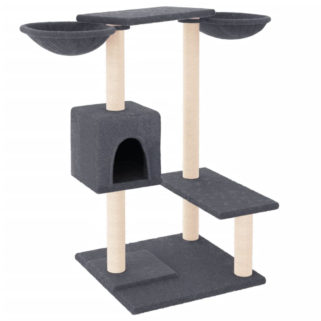 vidaXL Škrabadlo pro kočky se škrabacími sloupky tmavě šedé 82 cm