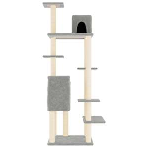 Škrabadlo pro kočky se sisalovými sloupky světle šedé 154 cm - obrázek 4
