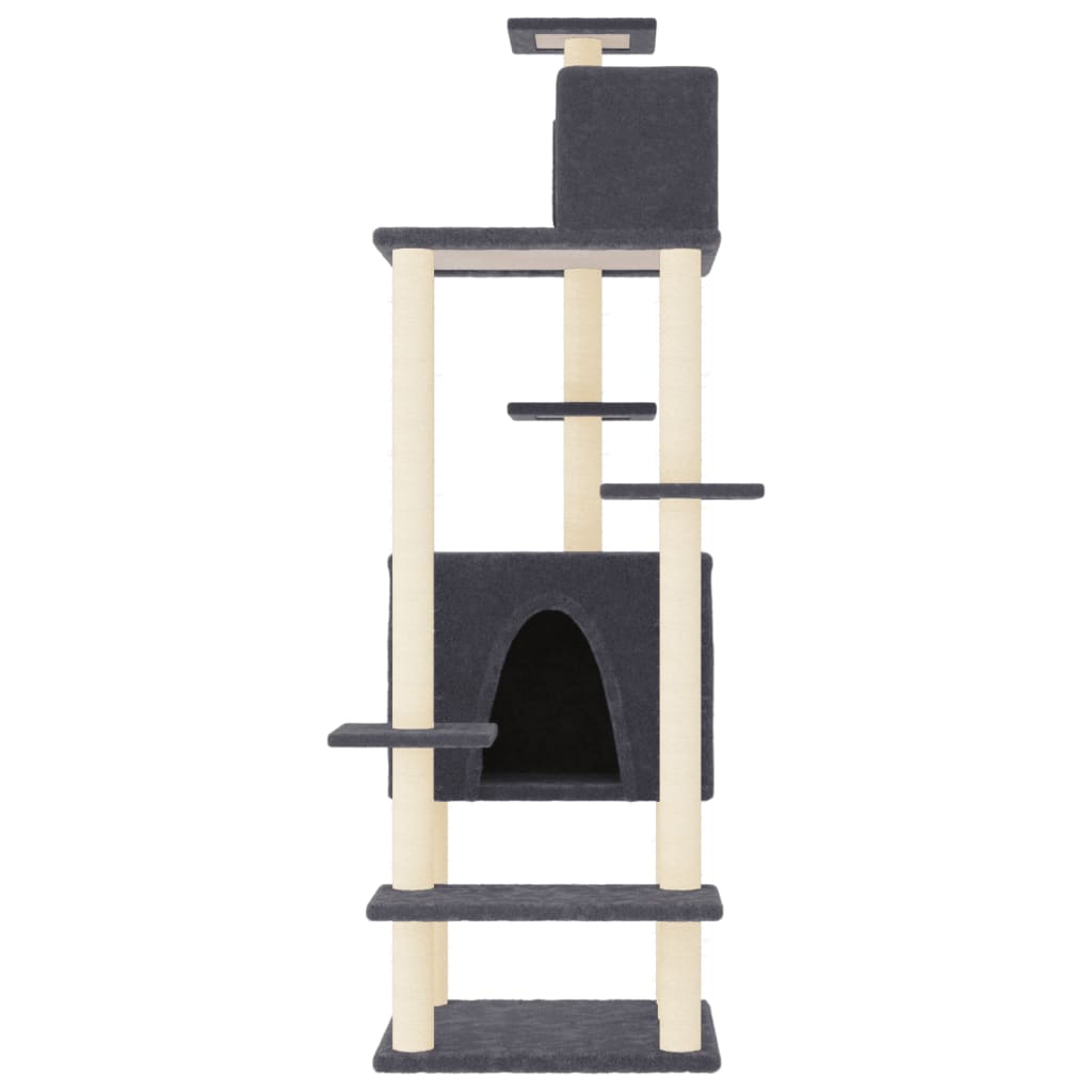 vidaXL Kattenmeubel met sisal krabpalen 154 cm donkergrijs afbeelding
