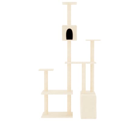 vidaXL Albero per Gatti con Tiragraffi in Sisal Crema 180 cm