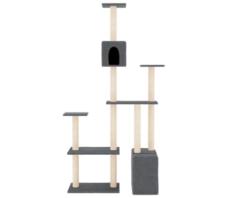 vidaXL Γατόδεντρο Σκούρο Γκρι 180 εκ. με Στύλους Ξυσίματος από Σιζάλ