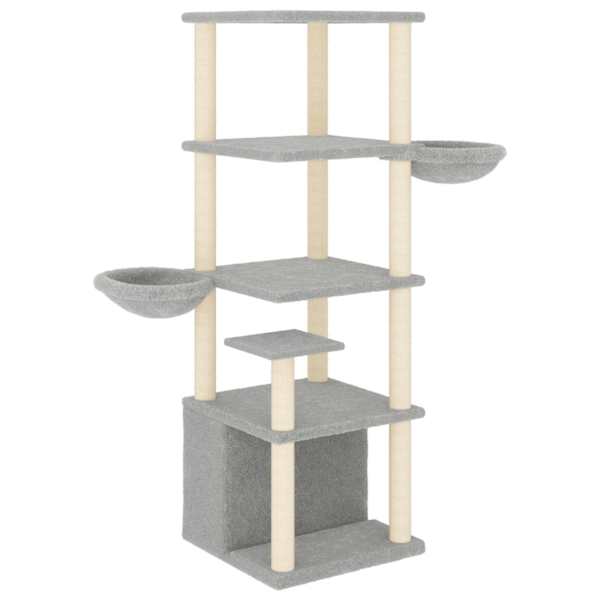 vidaXL kassimaja sisalk&ouml;itega kraapimispostidega, helehall, 147 cm