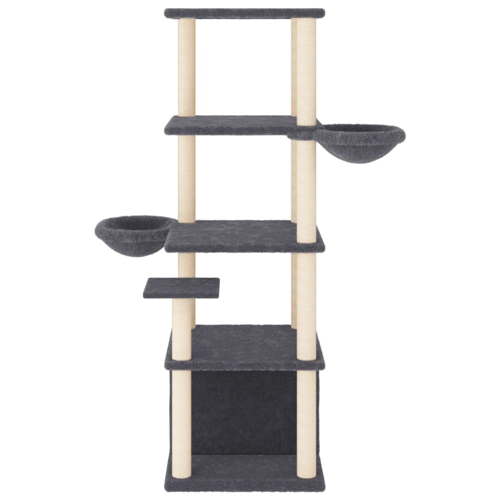 vidaXL Kattenmeubel met sisal krabpalen 147 cm donkergrijs afbeelding