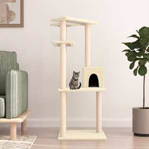 Škrabadlo pro kočky se sisalovými sloupky krémové 123 cm - obrázek 1