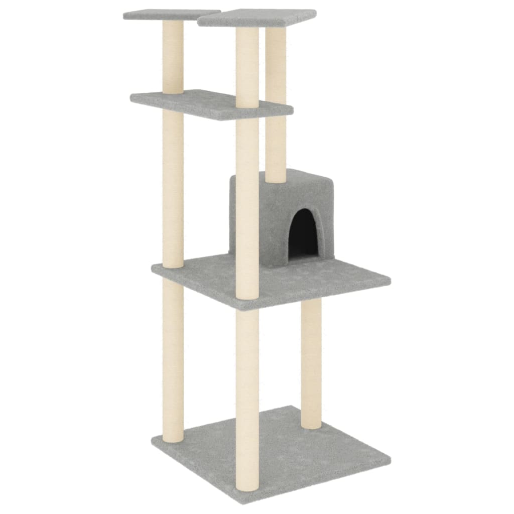 vidaXL Kattenmeubel met sisal krabpalen 123 cm lichtgrijs