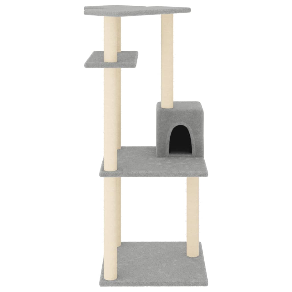 vidaXL világosszürke macskabútor szizál kaparófákkal 123 cm