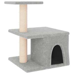 vidaXL kassimaja sisalk&ouml;itega kraapimispostidega, helehall, 48 cm
