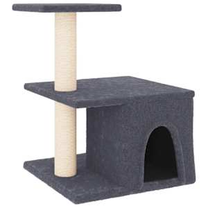 vidaXL kassimaja sisalk&ouml;itega kraapimispostidega, tumehall, 48 cm