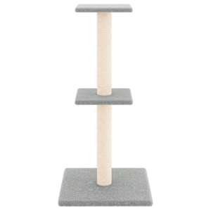vidaXL Cat Tree Light grey Engineered wood, plush, sisal Medium Cat Tree