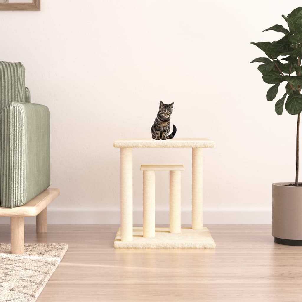 vidaXL Stâlpi de zgâriat pentru pisici cu platforme, crem, 50 cm