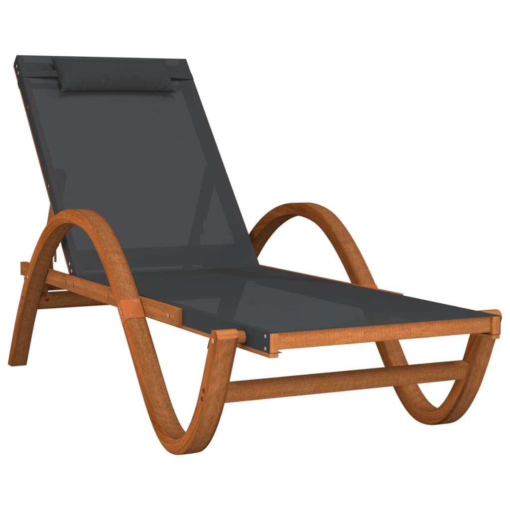 Photos - Garden Furniture VidaXL Sun Lounger with Pillow Gray Textilene and Solid Wood Poplar 