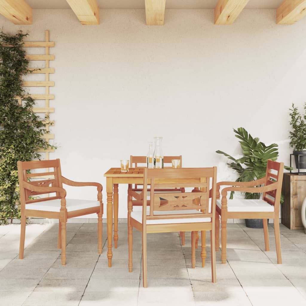 vidaXL Set mobilier pentru grădină cu perne, 5 piese, lemn masiv tec