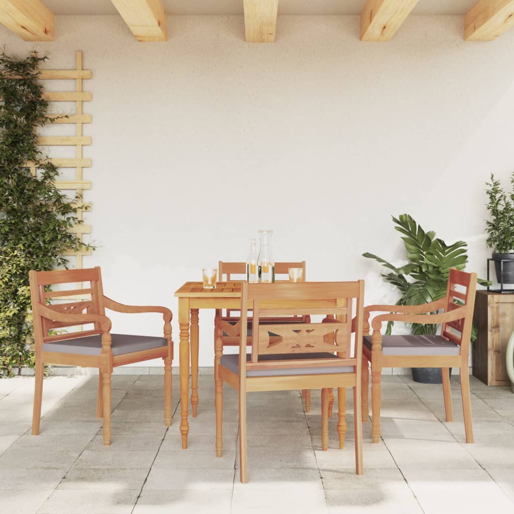 vidaXL Set mobilier grădină cu perne gri închis 5 piese lemn masiv tec