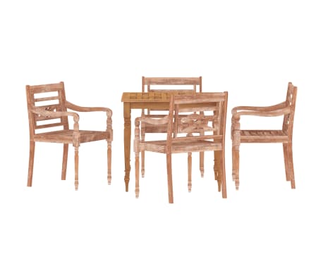 vidaXL Scaune Batavia 4 buc, alb, lemn masiv de tec spălat