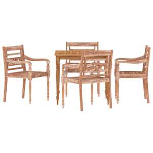 vidaXL Scaune Batavia 4 buc, alb, lemn masiv de tec spălat