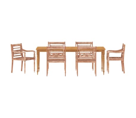 vidaXL Scaune Batavia 6 buc, alb, lemn masiv de tec spălat