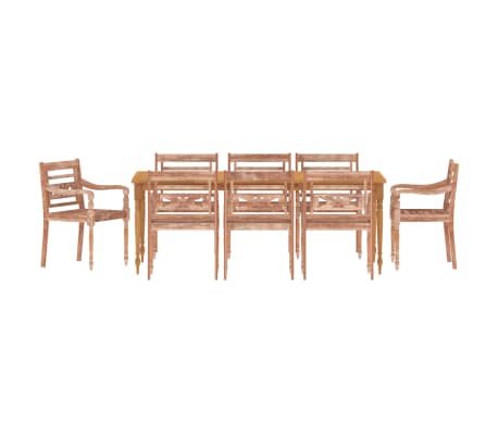 vidaXL Bataviastoler 8 stk hvitvasket heltre teak