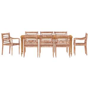 vidaXL Bataviastoler 8 stk hvitvasket heltre teak