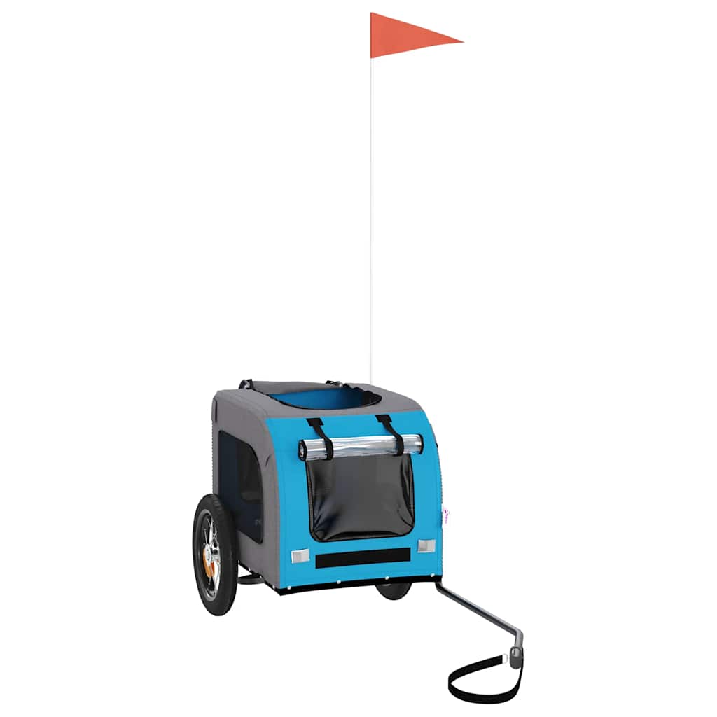 vidaXL Hondenfietstrailer oxford stof en ijzer blauw en grijs afbeelding