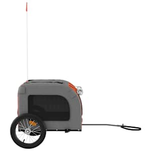 Vozík za kolo pro psa oranžový a šedý oxfordská tkanina/železo - obrázek 6