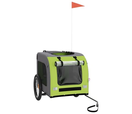 vidaXL Remorque de v&eacute;lo pour animaux de compagnie vert et gris