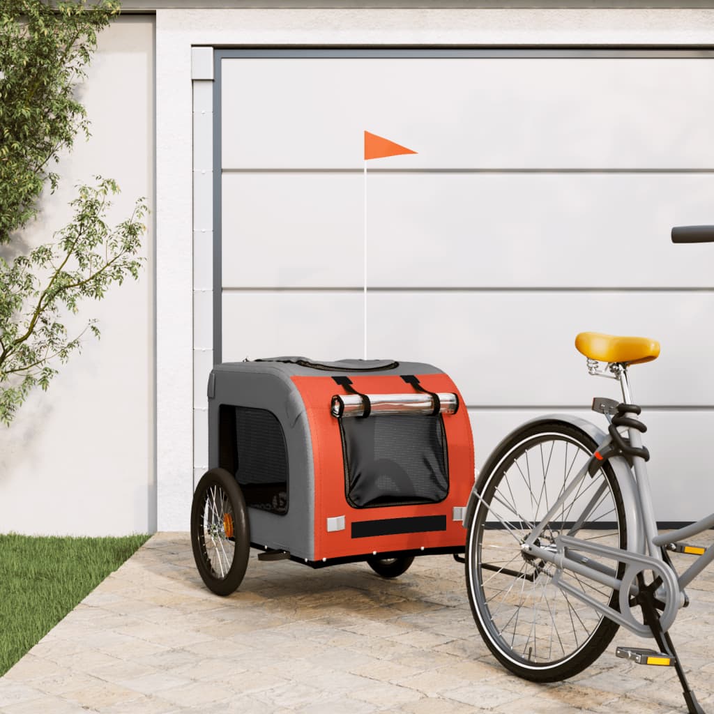 vidaXL Remorcă bicicletă de animale, portocaliu/gri textil oxford/fier