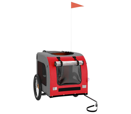 vidaXL Pet Bike Trailer Red and Grey Oxford Fabric&Iron