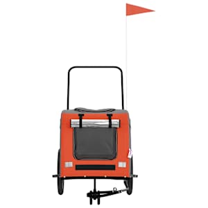 Vozík za kolo pro psa oranžový a šedý oxfordská tkanina/železo - obrázek 4