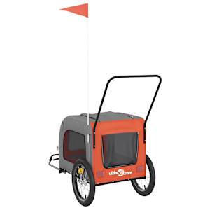 Vozík za kolo pro psa oranžový a šedý oxfordská tkanina/železo - obrázek 8