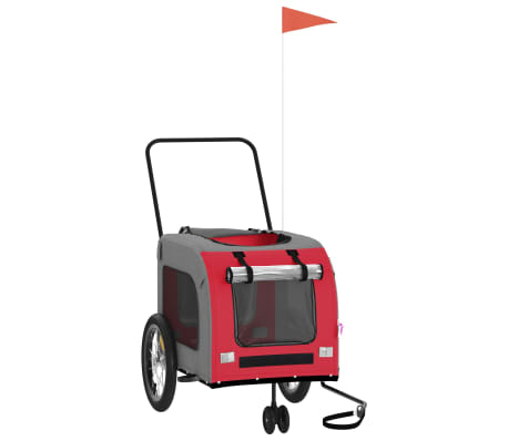 vidaXL Pet Bike Trailer Red and Grey Oxford Fabric and Iron