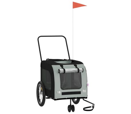 vidaXL Pet Bike Trailer Black and Grey Oxford Fabric and Iron