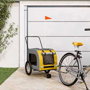 Kolesarska prikolica za hišne ljubljenčke rumena in siva