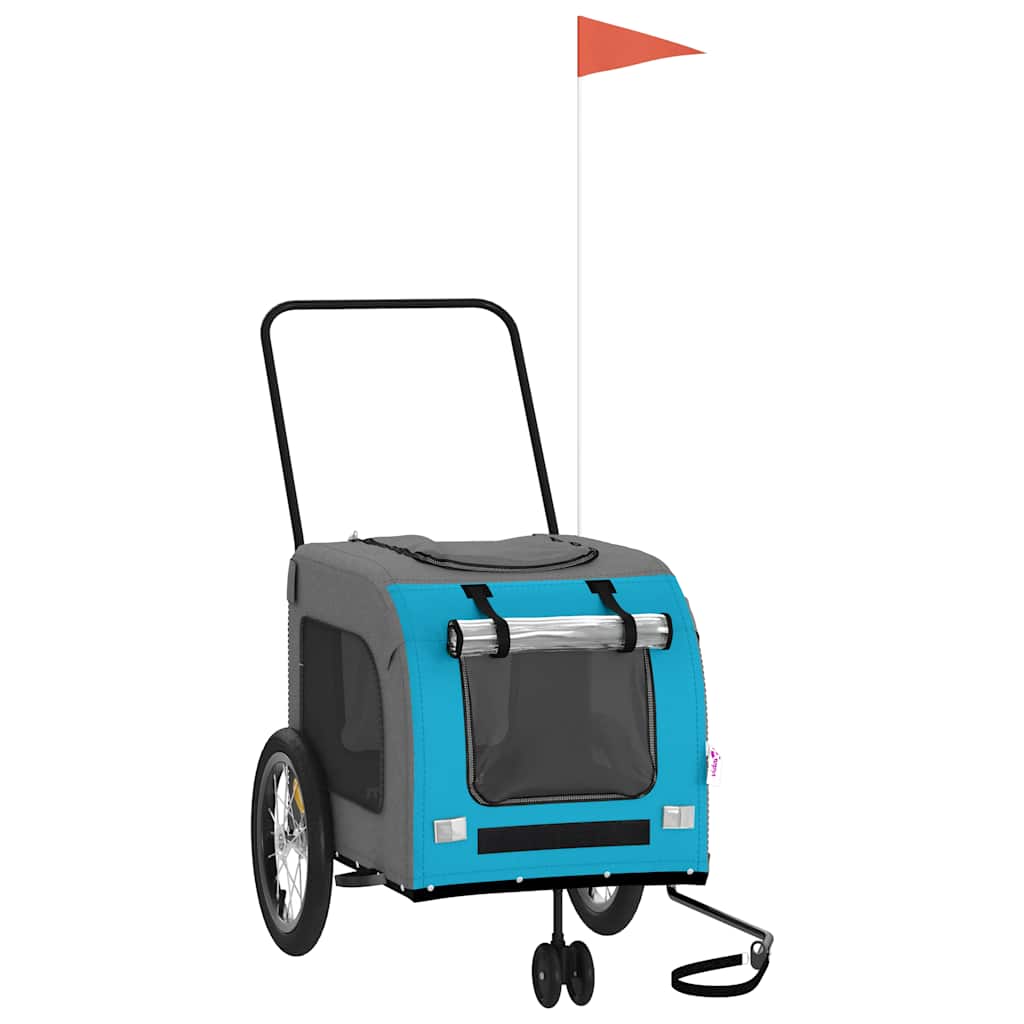 vidaXL Vozík za kolo pro psa modrý a šedý oxfordská tkanina a železo