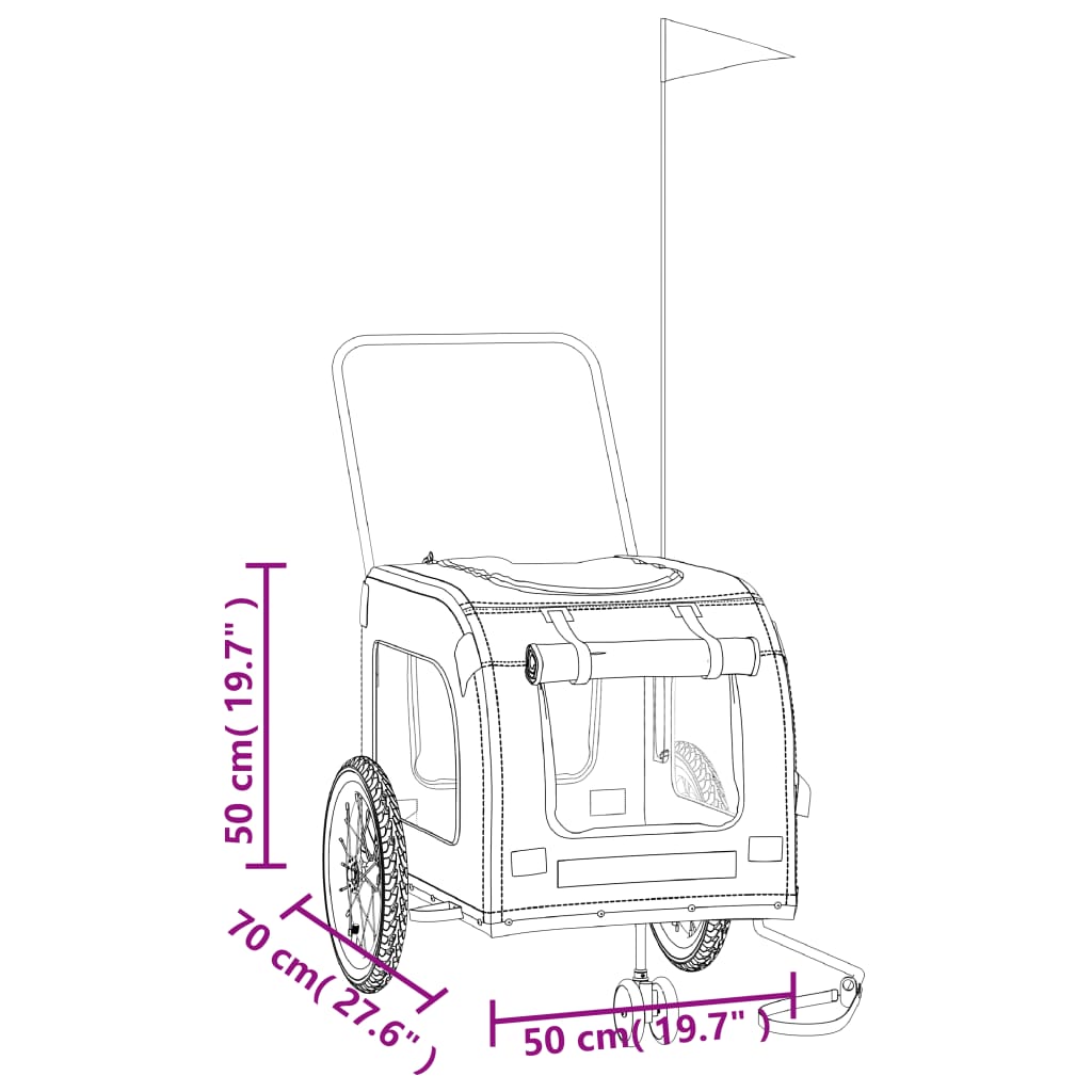 Hondenfietstrailer oxford stof en ijzer blauw en grijs image 13