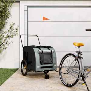 Kolesarska prikolica za hišne ljubljenčke črna in siva