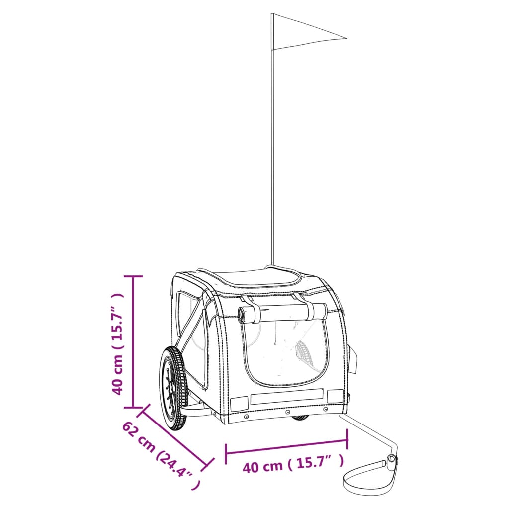 Hondenfietstrailer oxford stof en ijzer geel en grijs image 13