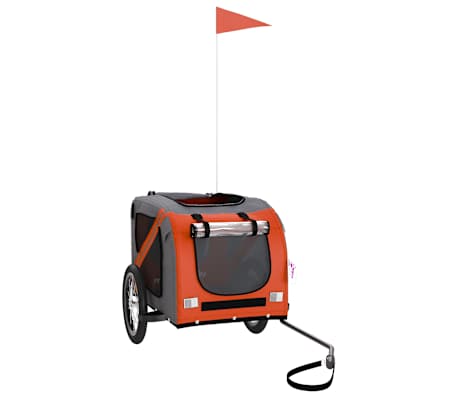 vidaXL Pet Bike Trailer Orange and Grey Oxford Fabric and Iron