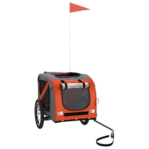 vidaXL Pet Bike Trailer Orange and Grey Oxford Fabric and Iron