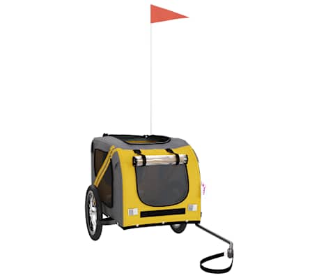 vidaXL Pet Bike Trailer Yellow and Grey Oxford Fabric and Iron