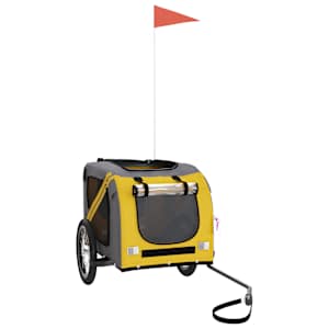 vidaXL Pet Bike Trailer Yellow and Grey Oxford Fabric and Iron