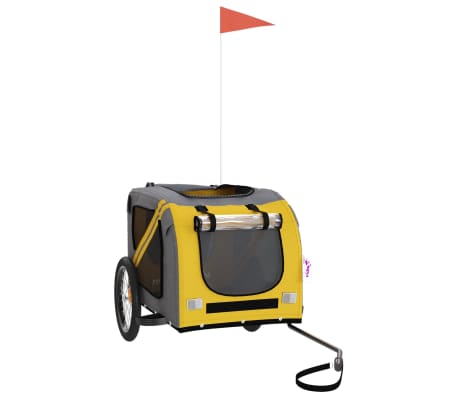 vidaXL Rimorchio da Bici per Animali Giallo e Grigio Oxford e Ferro