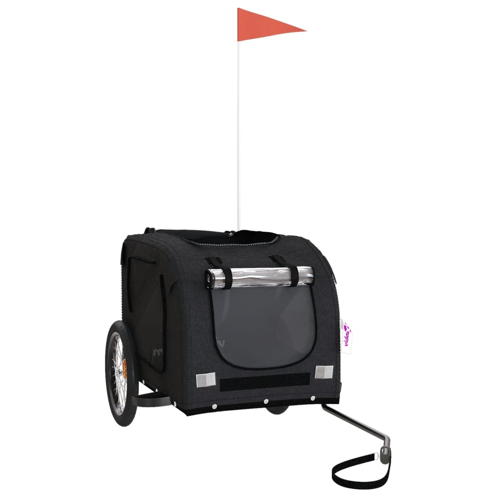 vidaXL Remorcă bicicletă animale companie, negru, textil oxford/fier