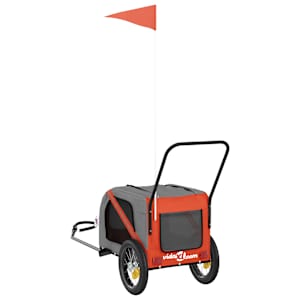 Vozík za kolo pro psa oranžový a černý oxfordská tkanina/železo - obrázek 8