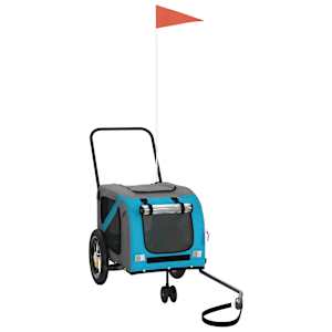 Vozík za kolo pro psa modrý a černý oxfordská tkanina a železo - obrázek 2