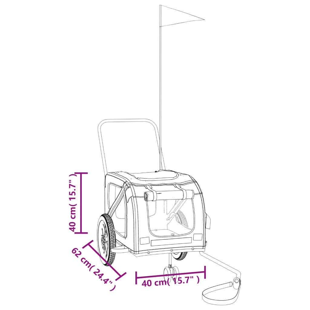 Hondenfietstrailer oxford stof en ijzer blauw en zwart image 13