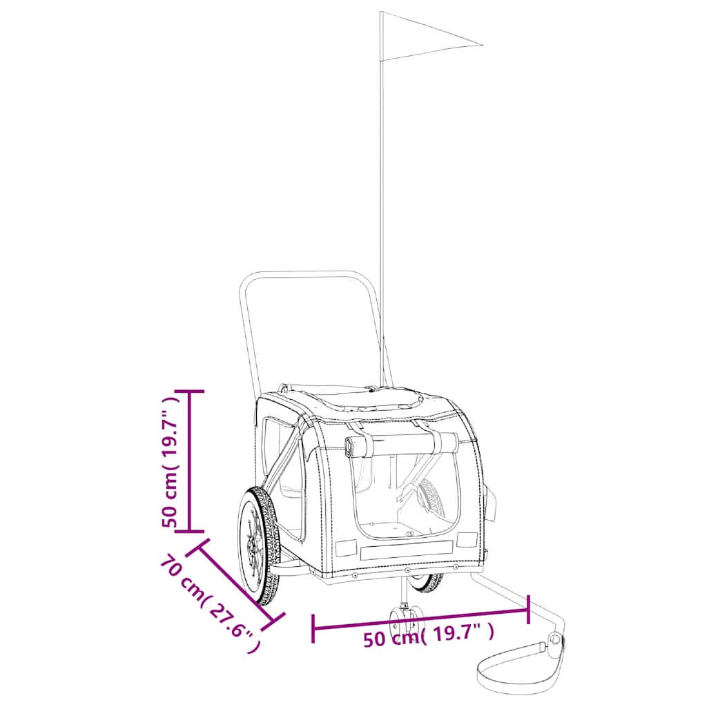 Fietskar voor huisdieren, oranje en grijs Oxford-stof en ijzer image 13